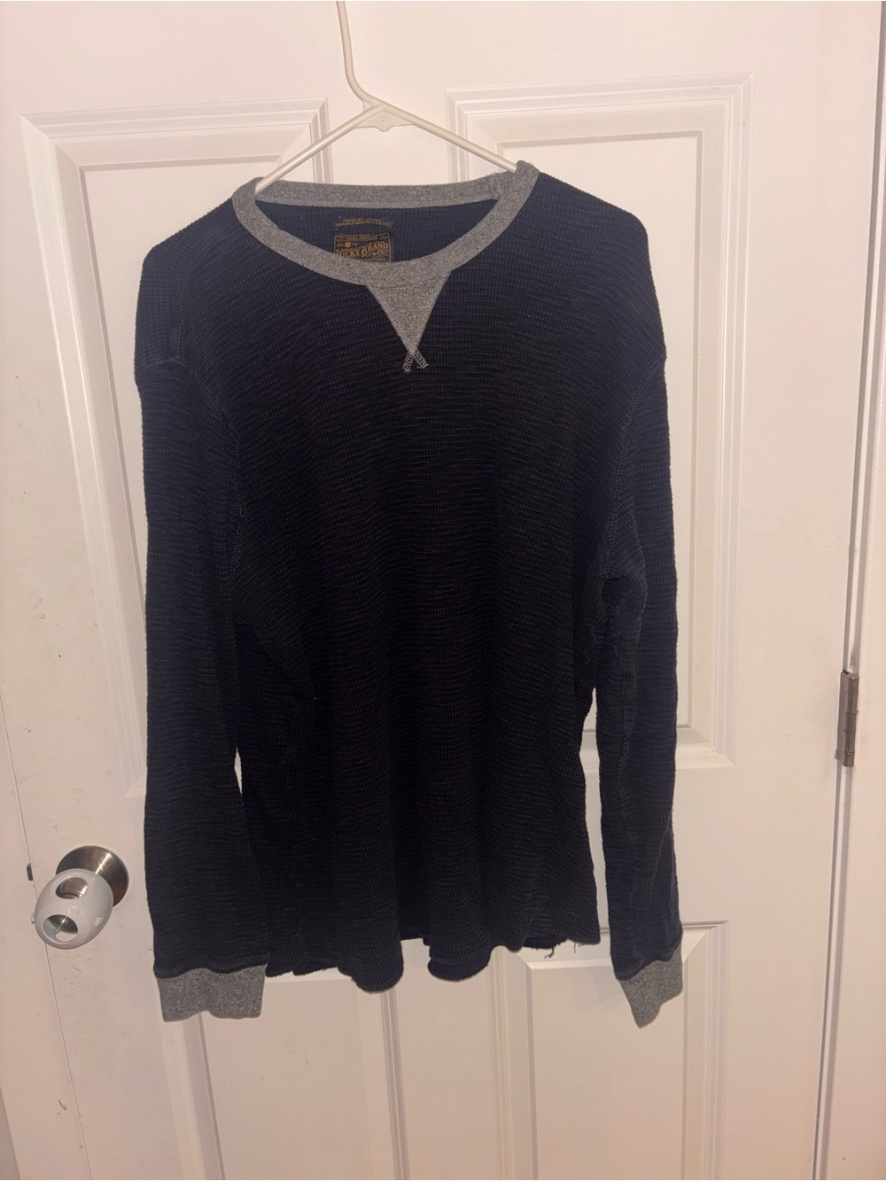 Lucky Brand Navy Waffle-Knit Thermal with Gray Trim